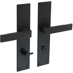 MS Beschläge Renovierungsgarnitur 250x55mm Langschild Schwarz matt WC DIN Norm 8-78mm
