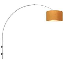 Wandlampe Bogenleuchte Wandleuchte Stahl Textil gold beweglich E27 L 160 cm