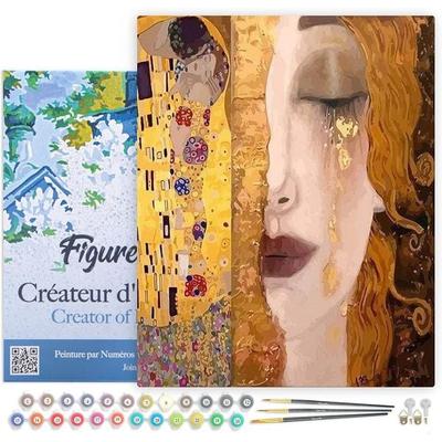FiguredArt PN2088-Y - Malen nach Zahlen, Gustav Klimt, Leinen-Keilrahmen (40x50cm), Malset, Paint by Numbers