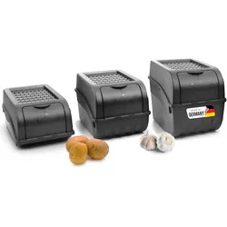 Kartoffel Aufbewahrungsboxen Set   3,5L + 5L + 9L   ANTHRAZIT GRAU   Kartoffelboxen   Gemüseboxen stapelbar Zwiebelboxen Kartoffelkörbe Obstbehälter Kartoffelkisten Frischhaltedosen