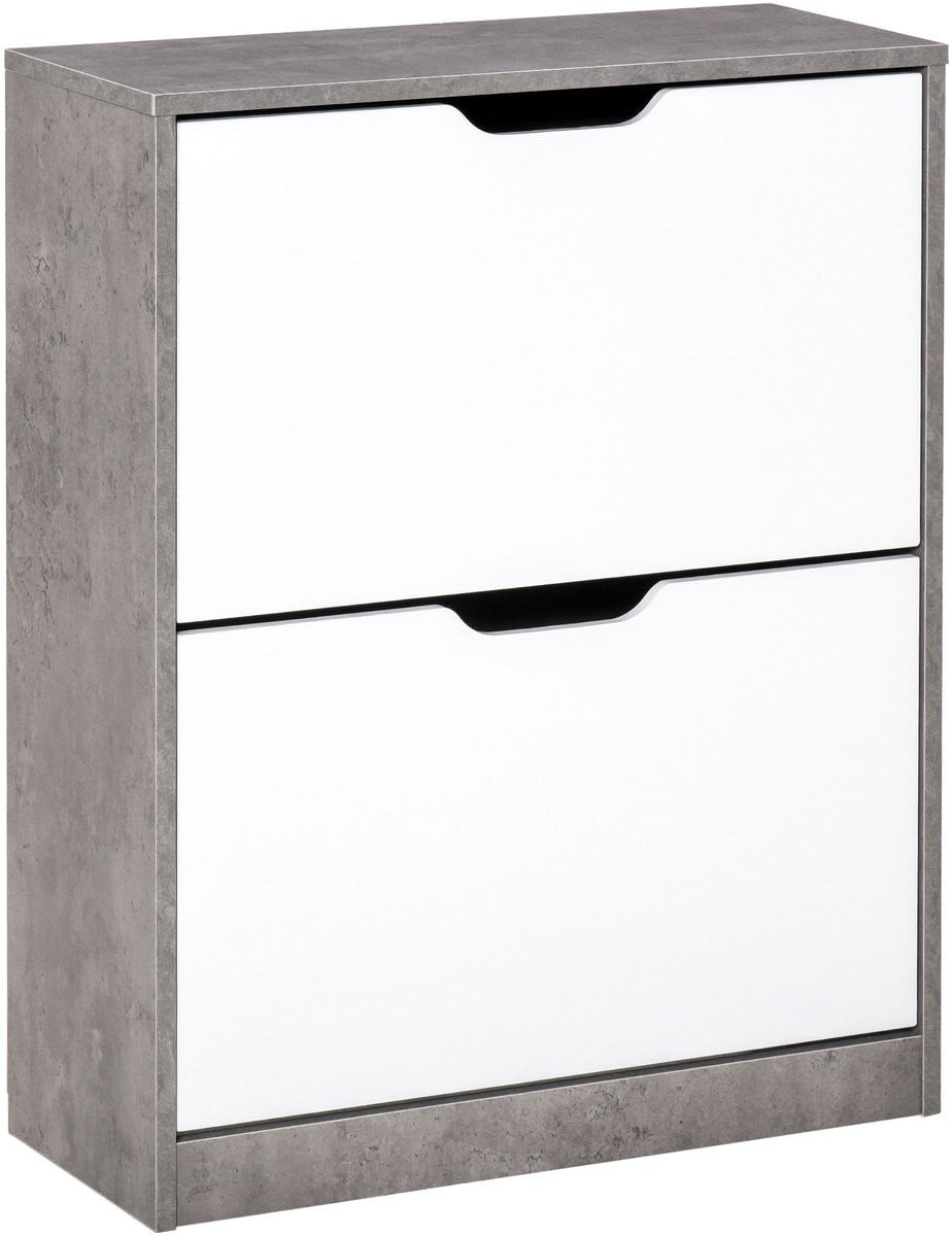 HOMCOM neerklapbare schoenenkast in grijs en wit, B: 62,5 cm, D: 26 cm, H: 81 cm