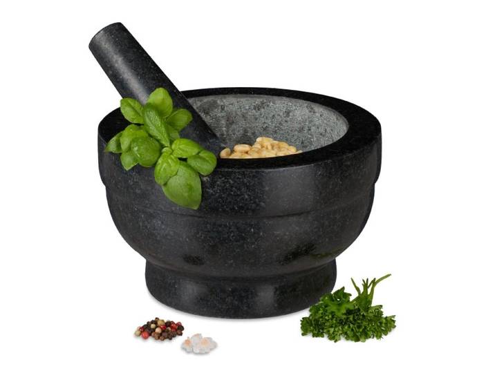 Relaxdays Granieten vijzel met stamper 20 cm
