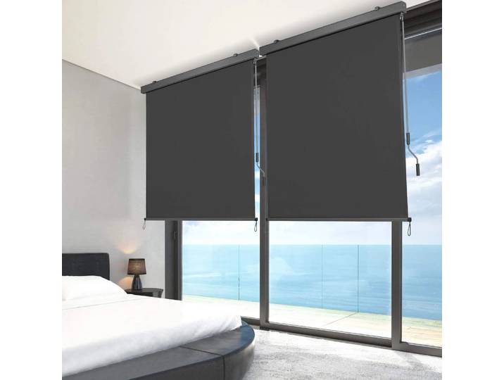 Auvent vertical rétractable avec boîte, degré du soleil, degré du vent UV, écran de confidentialité, manivelle manuelle