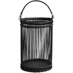 Chic Antique Bambus Laterne schwarz, H25/Ø16 cm, antik schwarz