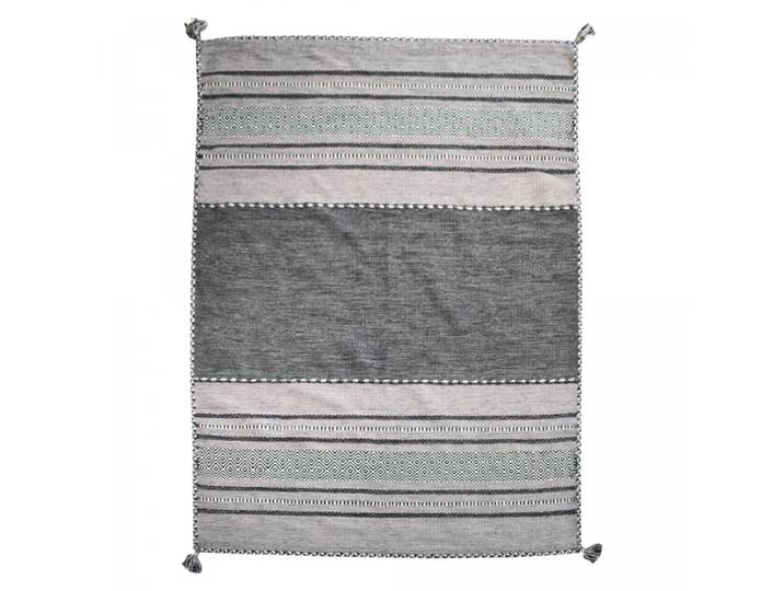 Tapis salon, kilim tissé main en coton, motif ethnique, gris 160x230