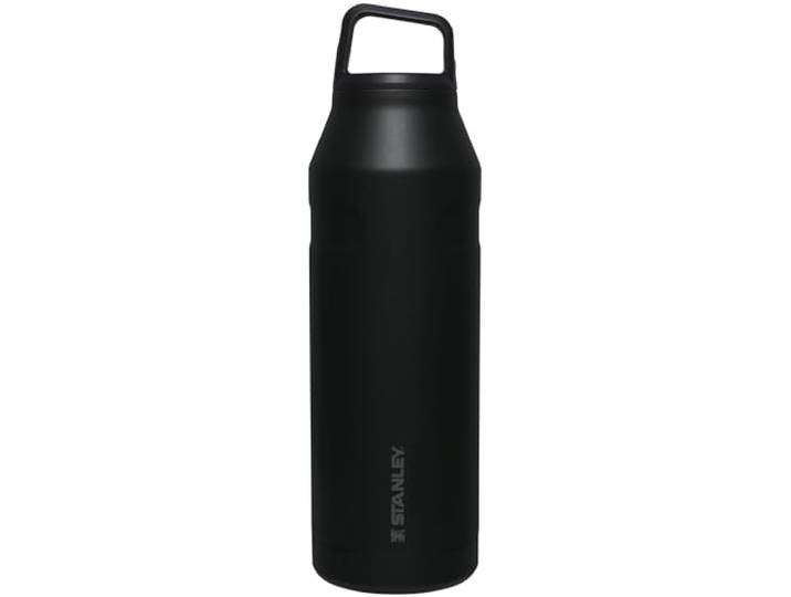 Stanley IceFlow Wasserflasche mit Deckel und Tragegriff, 1,5 l, breiter Öffnungsdeckel, leicht und auslaufsicher, für Reisen und Sport, isolierter Edelstahl, BPA-frei, Schwarz