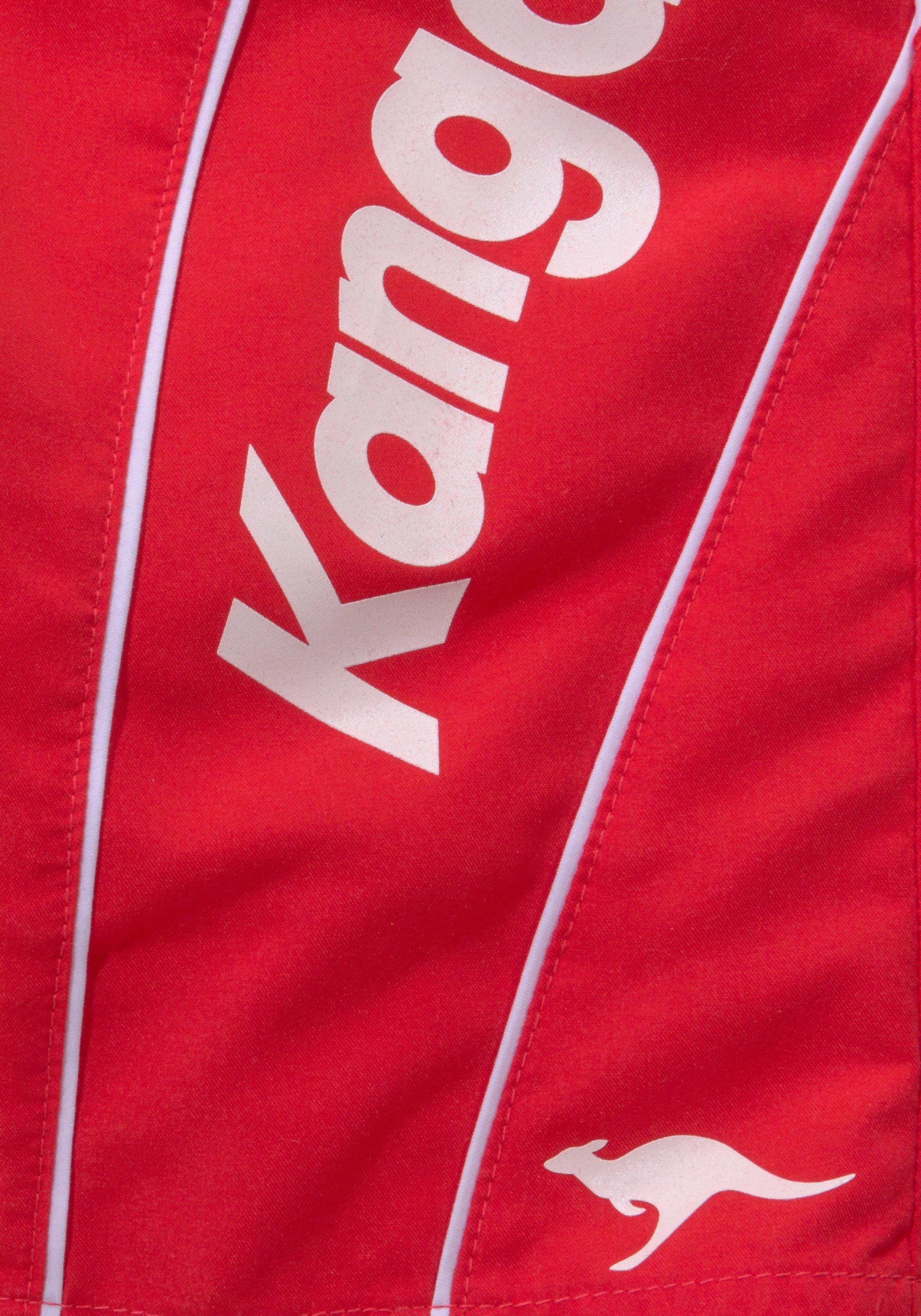 Badeshorts KANGAROOS, Herren, Gr. 6, N-Gr, rot, Microfaser, Polyester, unifarben, Badehosen Badeshorts, mit Kangaroos Schriftzug