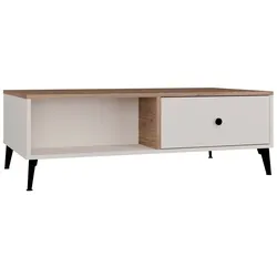 Couchtisch POINT 2S 110 Kaschmir Beige Eiche Castello 2 Schubladen fürs Wohnzimmer