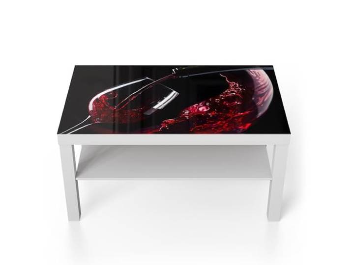 DEQORI Glastisch weiß groß 90x50 cm Motiv Tanz der Tropfen ausgefallener Beistelltisch aus Glas Hochglanz Couchtisch fürs Wohnzimmer moderner Couch Tisch mit Design