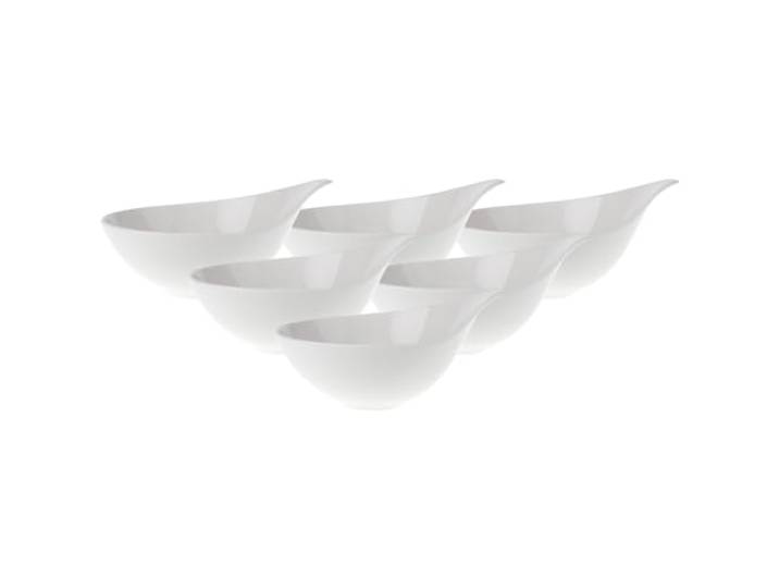 Villeroy & Boch Flow Dessertschalen 6er Set, 16 x 13 cm, Servierschälchen mit geschwungener Form, Premium Porzellan, Weiß