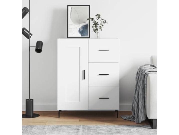 RJPLMFV Anrichte, weiß, 69,5 x 34 x 90 cm, Holz, Technik 2 Fächer, 3 Schubladen, Metallbeine, nachhaltige Aufbewahrung für Wohnzimmer