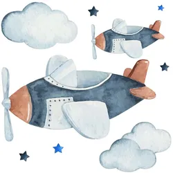 WANDAUFKLEBER 130x222cm - Ein Himmel voller Flugzeuge