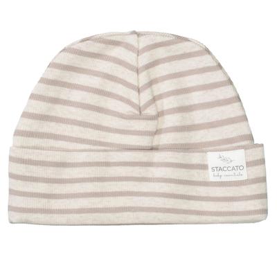 Erstlingsmütze STACCATO, Baby, Gr. 62/68, taupe streifen, Baumwollmischung, Mützen, Streifen