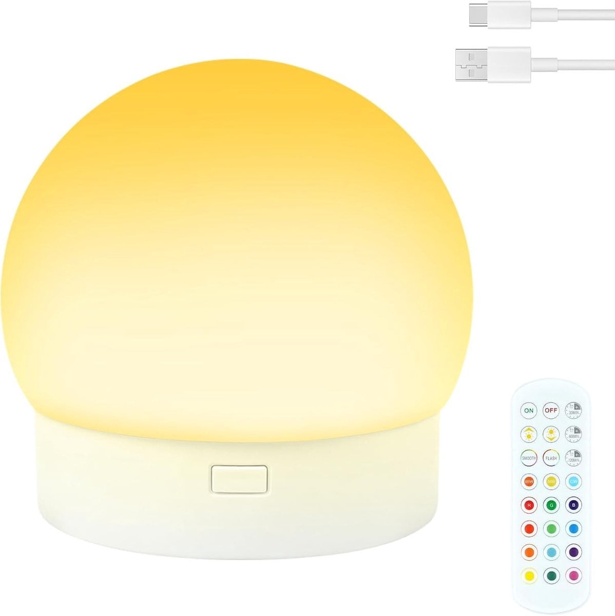Oplaadbare LED Nachtlamp voor Kinderen met Dimfunctie in Bolvorm