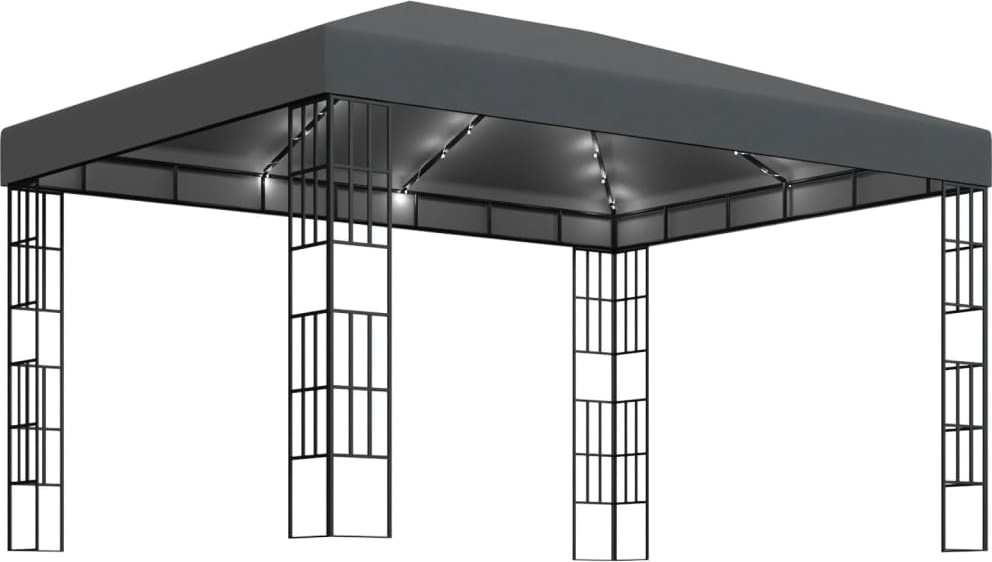Pavillon mit LED-Lichterkette 3x4 m Anthrazit