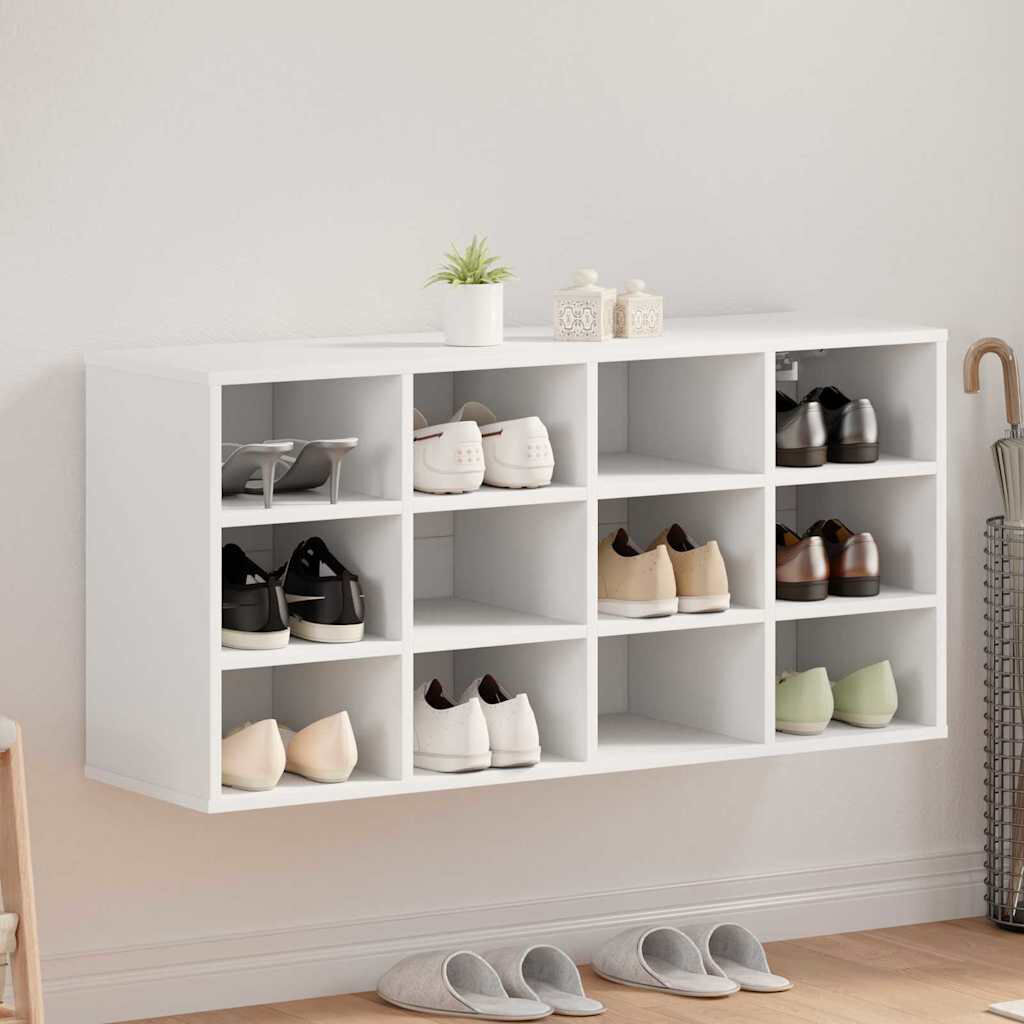 Metro Shoe Cabinet With Shelf 103 X 30 X 51 Cm Engineered Wood White 12