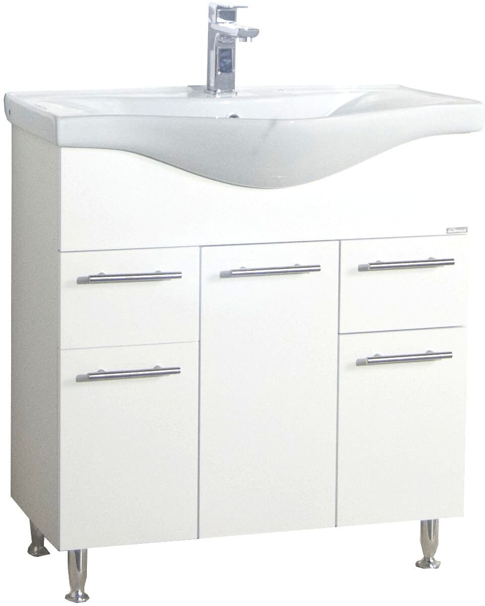 Waschtisch VCM "2-tlg. Waschplatz Waschtisch Schubladen Lisalo XL", weiß, B:75cm T:45cm, Waschtische, Waschtisch