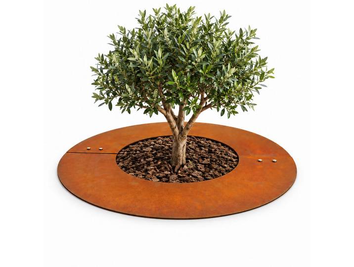 Relaxdays Baumring Rostbraun Cortenstahl 120 cm, Kupferfarben, Metall, 120x0.3x120 cm, Gartenzubehör, Hochbeet