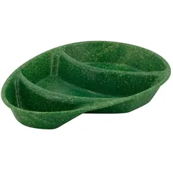 greenbox - Mehrweg-Menü-Teller "Häppy Plate" 27,5 x 20 x 3,5 cm, 3 Kammern, tropfenförmig, Spinat / dunkelgrün, 15 St.