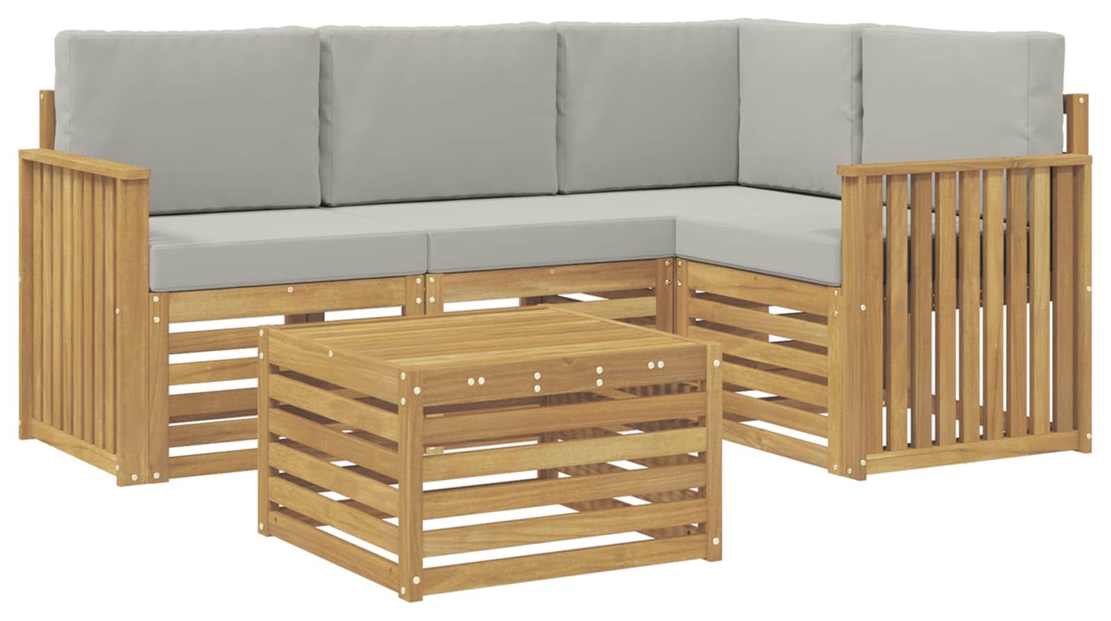 Garnitur aus 5 Gartenmöbeln, bestehend aus Sofas, in Weiß und Hellgrau