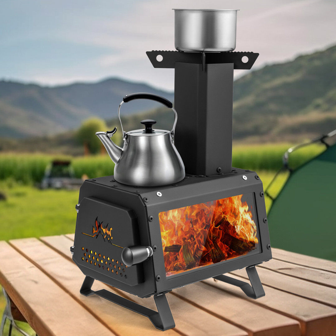 17 Stories Nodal Cylinder Steel Outdoor Fireplace Black 37cm H X 28cm W X 20cm D