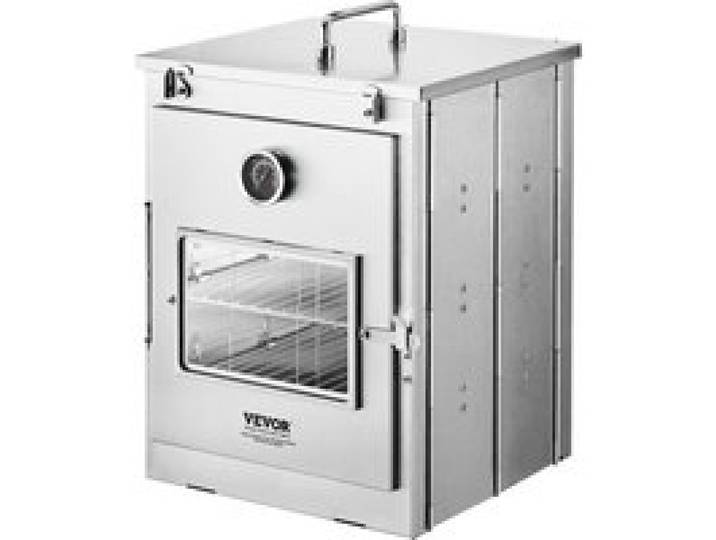 VEVOR faltbarer Campingofen tragbare Campingherde aus Edelstahl, mit 3-stufigem Grill, Griff und Thermometer, Verwendung mit Holzfeuer, Propangasöfen zum Backen von Brot Pizza Kochen im Freien