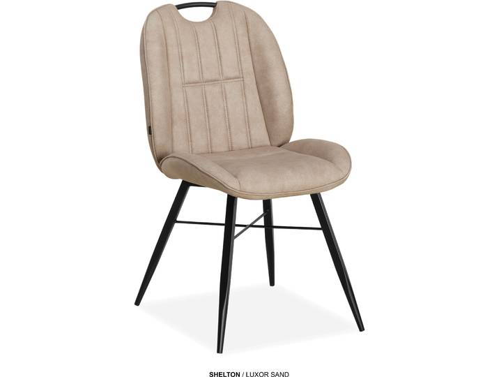 Esszimmerstuhl OMG DESIGN Shelton , beige (sand, schwarz, sand), B:52,5cm H:91,5cm T:65cm, Polyester, Stühle, Esszimmerstuhl, Esszimmerstuhl, pflegeleichter Bezug, mit Handgriff