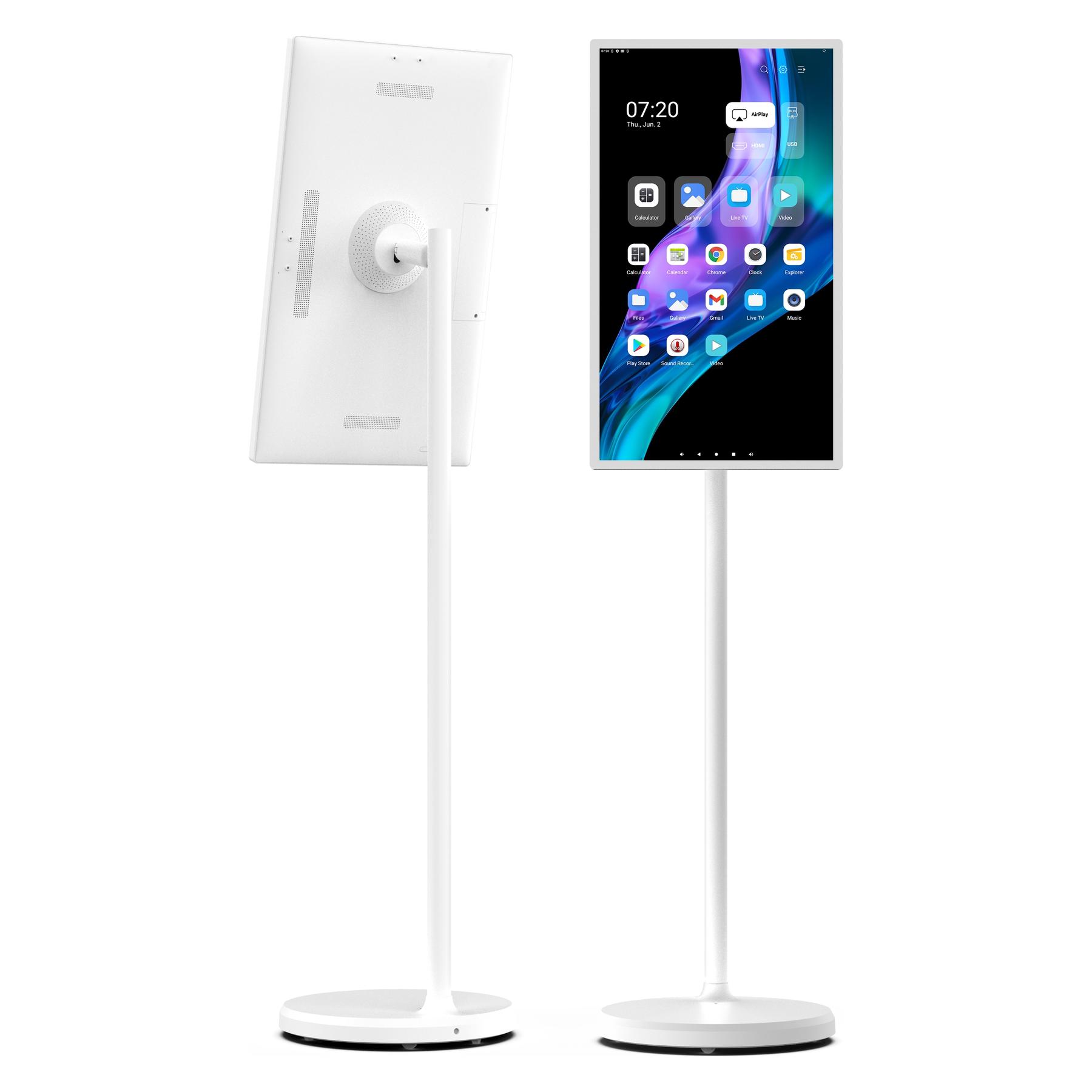 Allnet High Performance Display 32 Zoll zbh. Standfuss mit Halterung und Bodenplatte mit AKKU und La (ALL-SD32-Set-white)