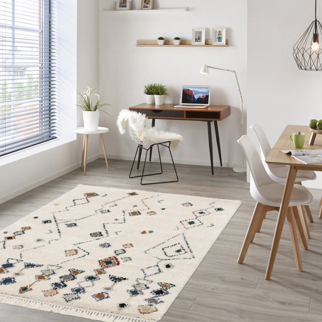 Gracie Oaks Achillefs Rectangle Moroccan Shag Cream Rectangle 120 x 170cm