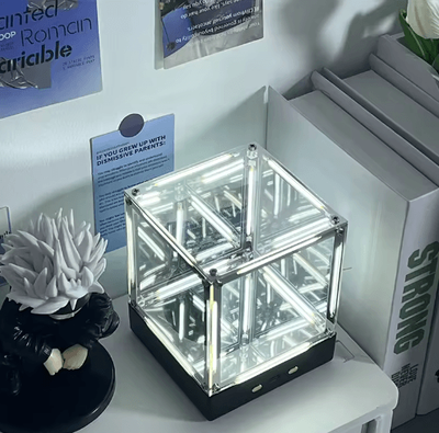 Inspire Picks 4D Hypercube LED Cube Lamp RGB Gaming Room Decor & Acrylic Display Light white Light