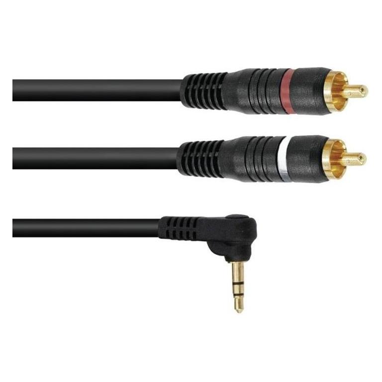 Omnitronic Adapterkabel 3,5 Klinke 90°/2xCinch 0,5m (0.50 m, Cinch Kabel) (30225008)