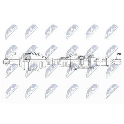 NTY Antriebswelle NPW-FR-127 Vorderachse links für Ford