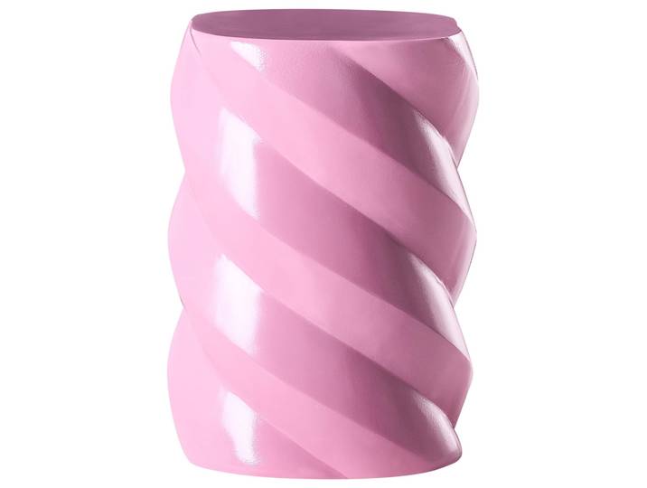 BELIANI Beistelltisch Rosa MgO Glasfaser Glänzend Runde Unregelmäßige Form Modernes Design Wohnzimmer Schlafzimmer