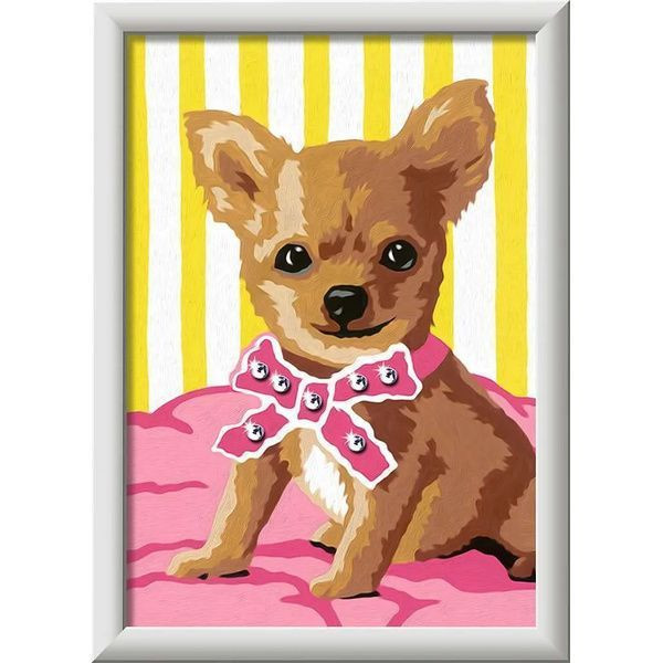 Ravensburger CreArt Schilderen op nummer Chihuahua met roze strik