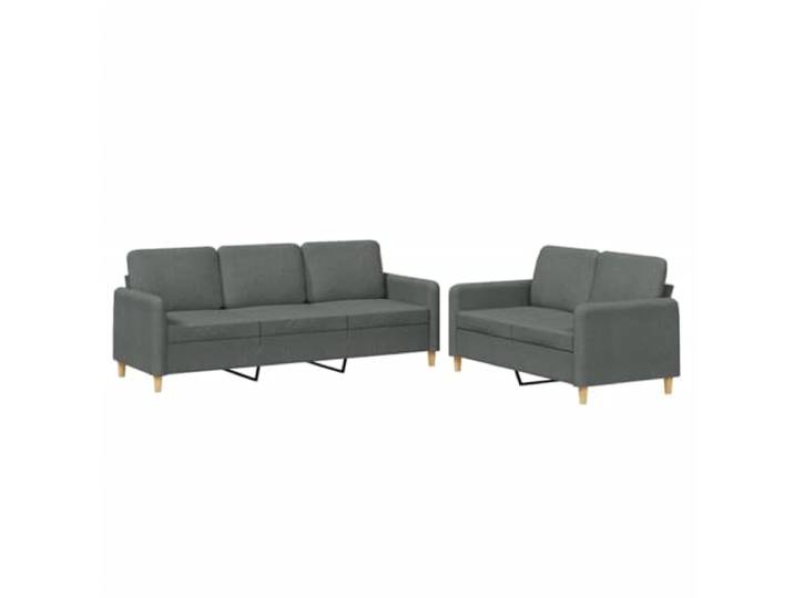 Todiikf 2-TLG Sofagarnitur mit Kissen Dunkelgrau Stoff Polstersofa Bequeme Sitzgruppe fürs Wohnzimmer, dicke Schaumstoffpolsterung mit stabiler Metall- und Sperrholzkonstruktion.