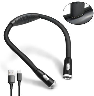 Shopalltechgadgets Neck Reading Light USB Rechargeable Book Light For Reading Knitting & Hands Free Tasks rechargeable Black