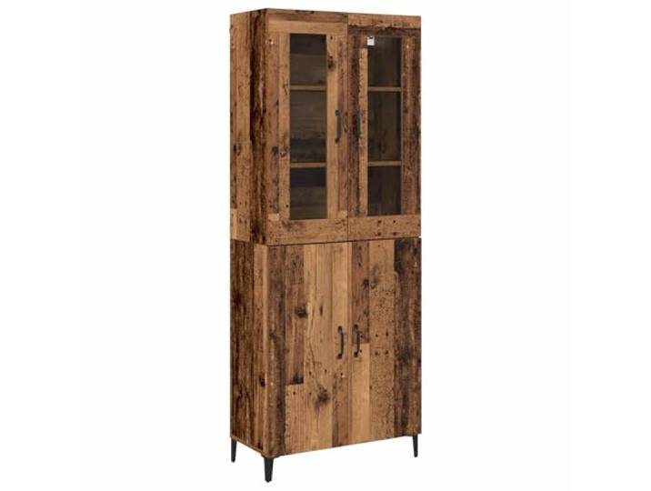 TEKGHUT Highboard 2 STK. Altholz 69,5 x 34 x 180 cm Holzwerkstoff Holzwerkstoff,Eisenakzente,D-Griffe,Regalbretter,große Schränke,Wohnzimmer,Esszimmer,klare Anleitung,Montage