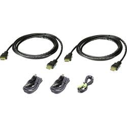 ATEN KVM Anschlusskabel [1x HDMI-Stecker, USB 2.0 Stecker A, Klinkenstecker 3.5 mm - 1x HDMI-Stecker, Klinkenstecker 3.5 mm, USB 2.0 Buchse B] 1.80 m Schwarz 2L-7D02UHX5