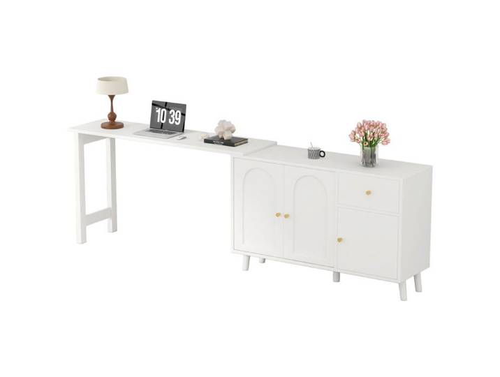 Logidon Buffet de bureau 2 en 1 blanc 120x40x74 5 cm 360 degrés