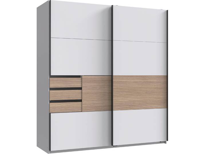 Schwebetürenschrank WIMEX Bremen in der Breite 180cm, wahlweise mit Spiegel , bunt (weiß, absetzung multiplex), B:180cm H:198cm T:65cm, Holzwerkstoff, Schränke, Schwebetürenschrank, mit moderner Multiplex Optik, inkl. Schubladen