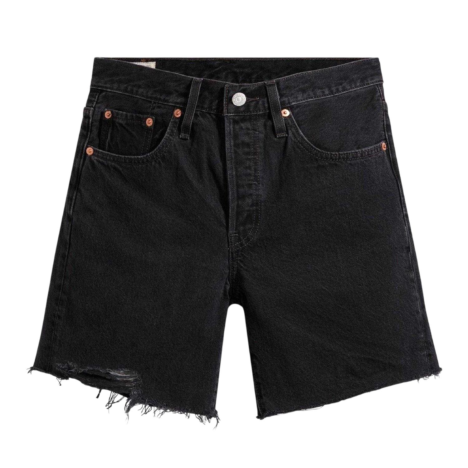 Levis Dames/Dames 501 Mid Thigh Shorts (Zwart)