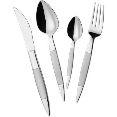 Besteck-Set MULEX "Miami", silber (edelstahlfarben), 60 Stk., Edelstahl 18/0, Essbesteck-Sets, teilsatiniert