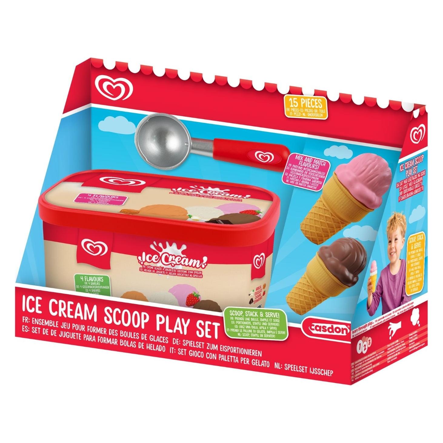 Casdon Ola Spielzeug-Eiscremeeimer mit Eiskugelportionierer - 4 Geschmacksrichtungen (32050C)