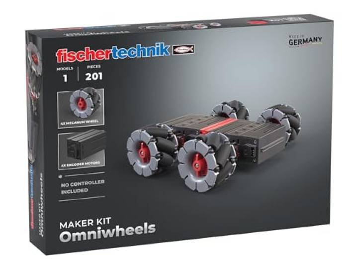 fischertechnik Maker Kit Omniwheels 571901 — Roboter-Bausatz, Experimentierkasten für Technikbegeisterte, ab 14 Jahre, Grau