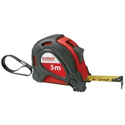 Toolland Maßband mit Gummigehäuse und Nylonbeschichtung, 5 m