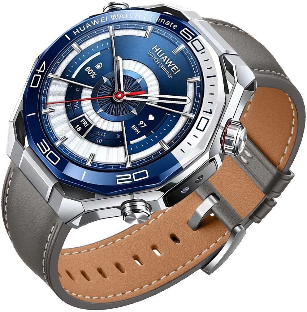 INF Faux-Leder-Uhrenarmband kompatibel mit Huawei Ultimate 2 – 22mm Ersatzband mit Dornschließe, mehrere Farben Grau