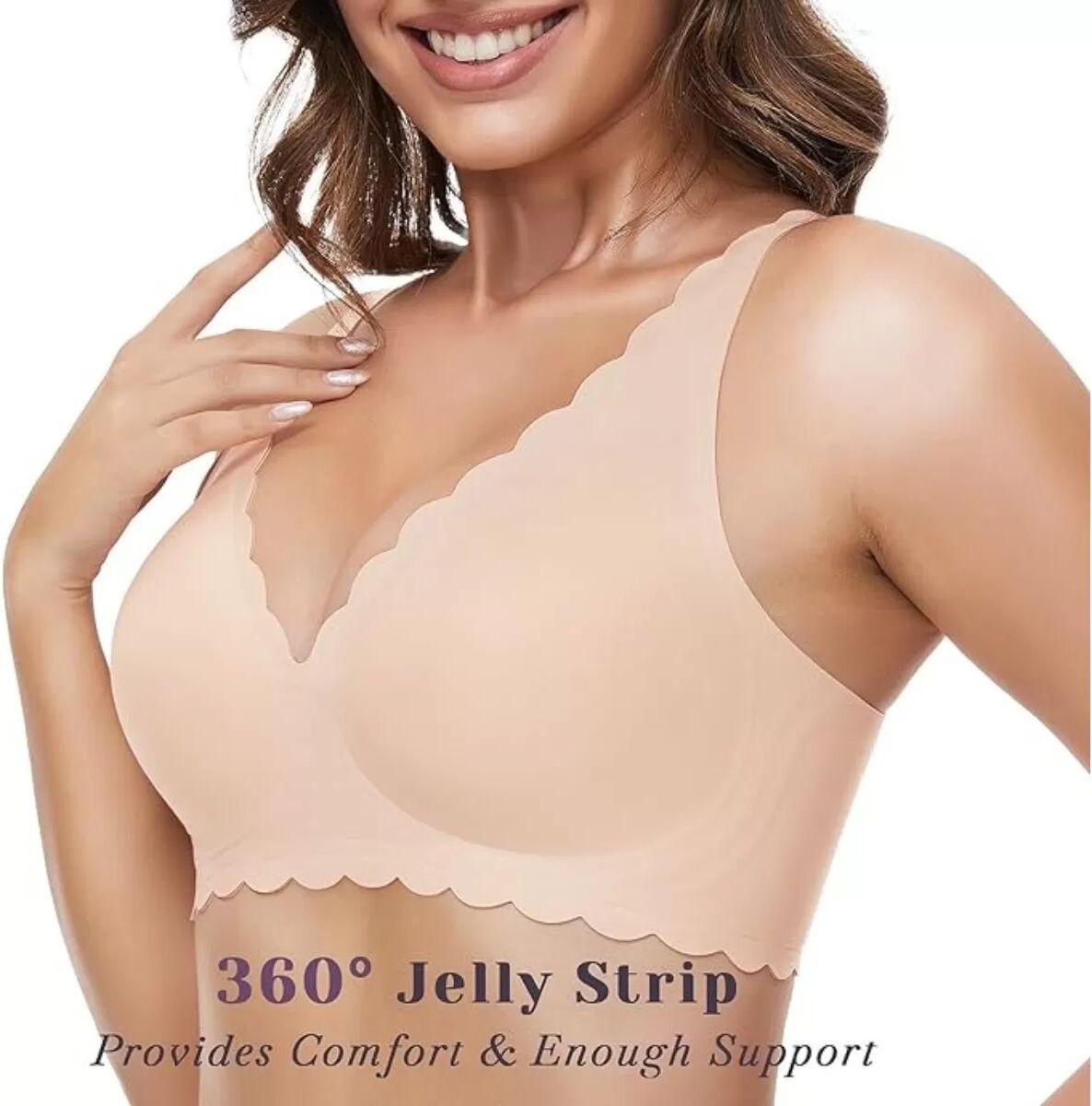 INF Nahtloser kabelloser BH für Damen – Weiches, stützendes und bequemes V-Ausschnitt-Design L Farbe