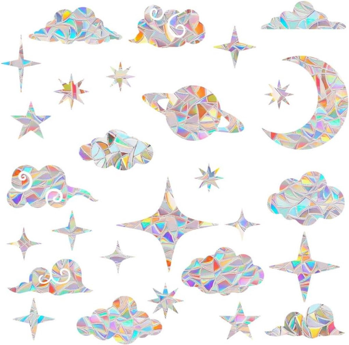 Raamstickers Regenboogfolie met Prisma-effect voor Glasdecoratie - 27 stuks - Veelkleurig