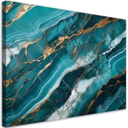 LEINWANDBILD Türkisfarbener Marmor mit goldener Textur 90x60cm