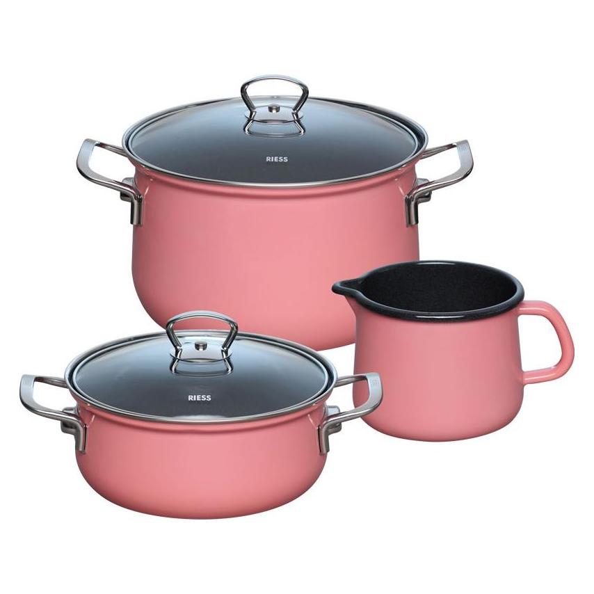 Riess Email Kochtöpfe, Starterset 3-tlg PINK 0520-114 (30334542)